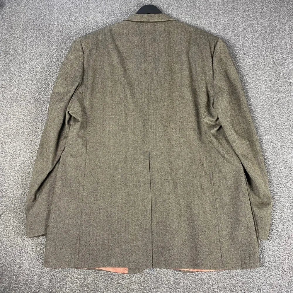 Shipley Mens Blazer 44L Brown Gray Herringbone Vintage‎ 100% Wool Sport Coat